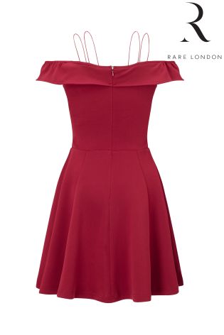 Rare Off Shoulder Strap Detail Skater Dress